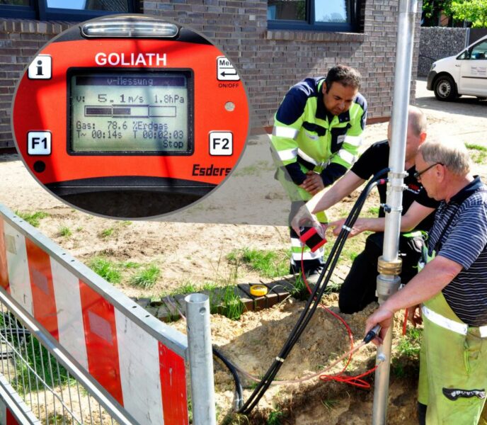 Het meten van gassnelheid bij het ontluchten of ontgassen van leidingen