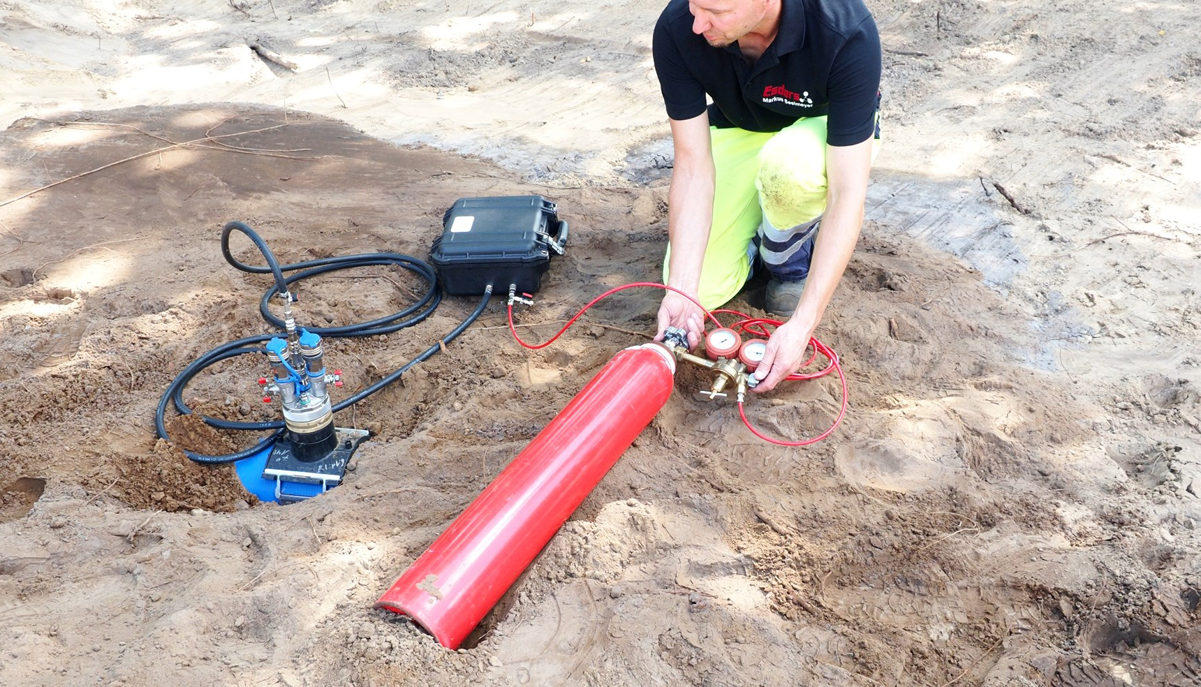 lekdetectie waterleiding met hulp van traceergas